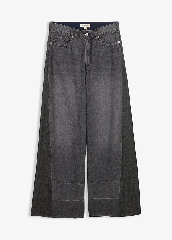 Wide-Leg-Jeans High Waist mit Einsatz, bonprix