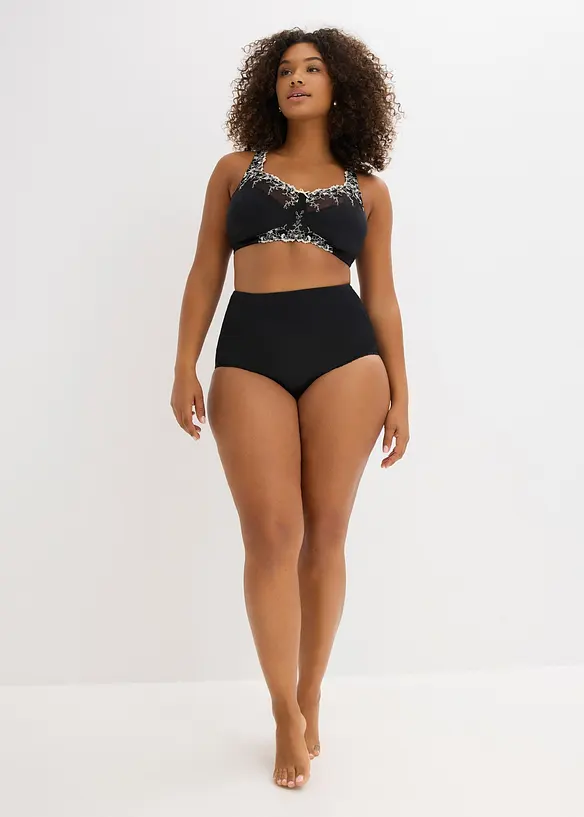 Soutien-gorge de maintien sans armatures, bretelles rembourr&eacute;es et broderies, bonprix