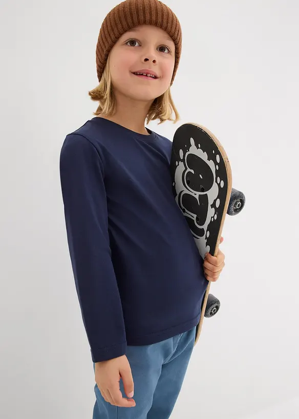 Lot de 3 T-shirts manches longues coton, bonprix