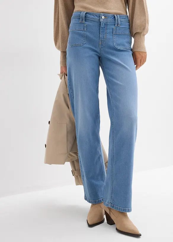 Jean droit taille mi-haute, bonprix