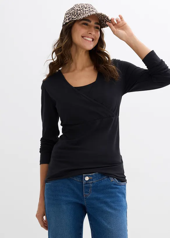 Lot de 2 T-shirts 2en1 de grossesse et d&rsquo;allaitement, bonprix