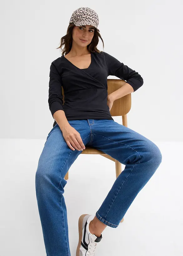 Lot de 2 T-shirts 2en1 de grossesse et d&rsquo;allaitement, bonprix
