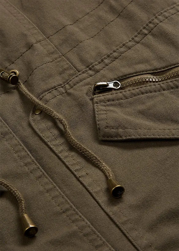 Baumwoll-Kurzparka mit Stehkragen, talliert, bonprix