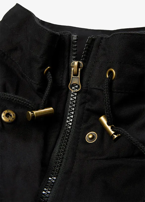 Baumwoll-Kurzparka mit Stehkragen, talliert, bonprix