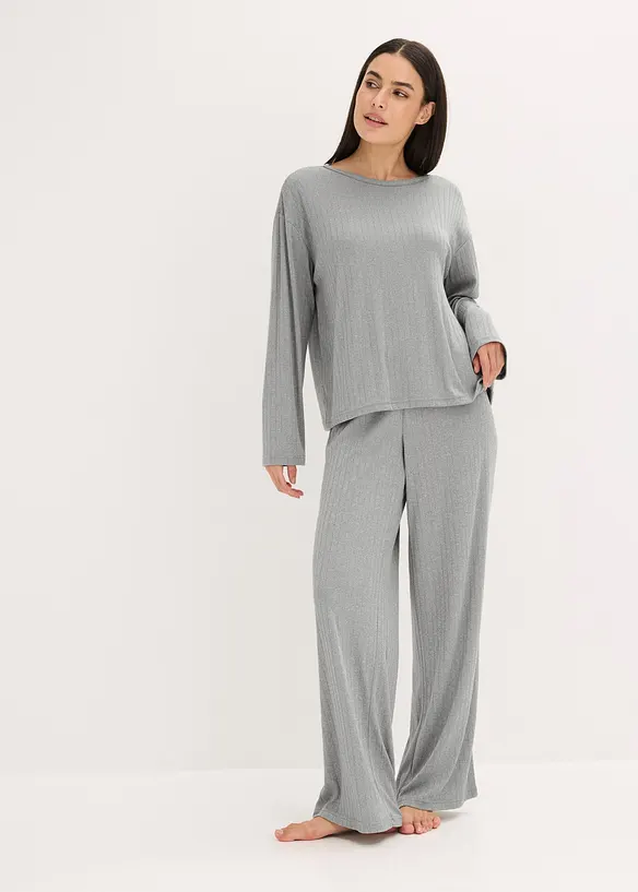 Pyjama aus weichem Pointelle-Jersey, bonprix