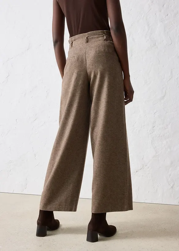 Pantalon large à pinces en laine majoritaire, bonprix
