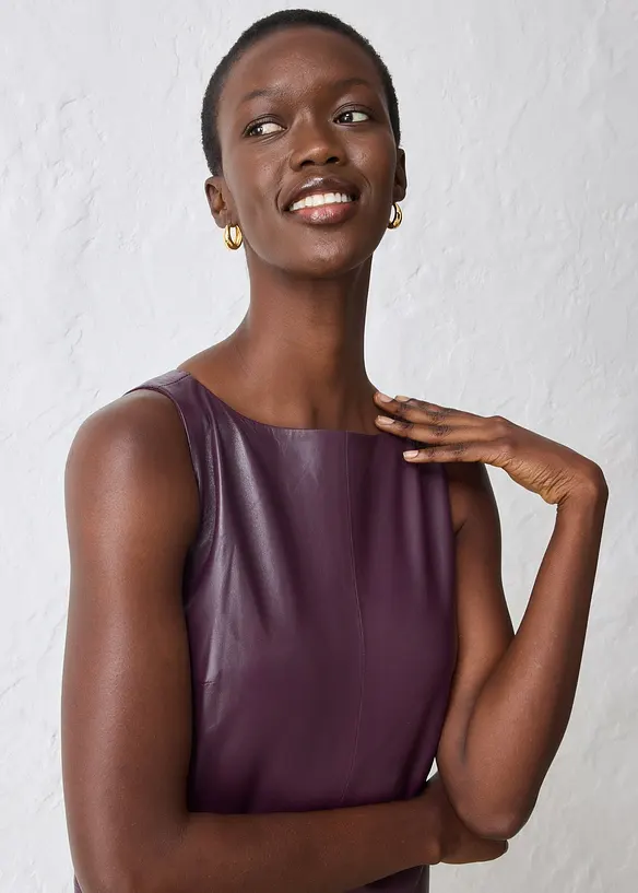 Robe en cuir d’agneau nappa, bonprix