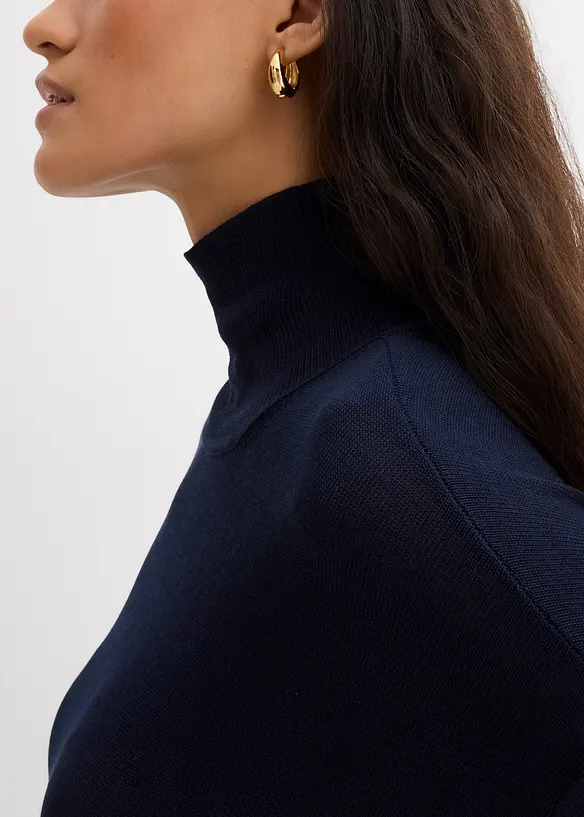 Leichter Feinstrickpullover mit breitem Turtleneck aus Viskose-Mix, bonprix