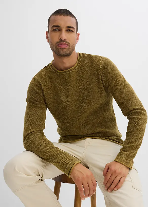 Pullover in gewaschener Optik, Slim Fit, bonprix