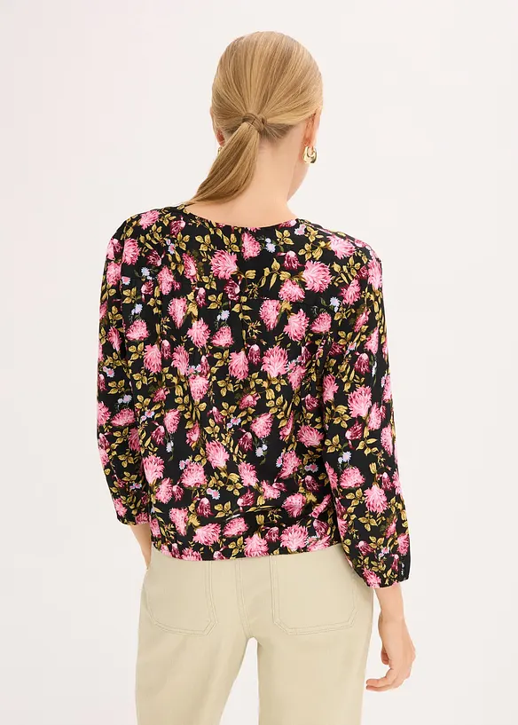 Chiffon-Bluse mit Raffung am Saum, bonprix