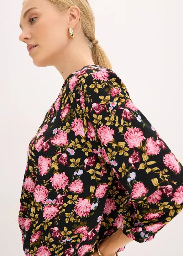 Chiffon-Bluse mit Raffung am Saum, bonprix