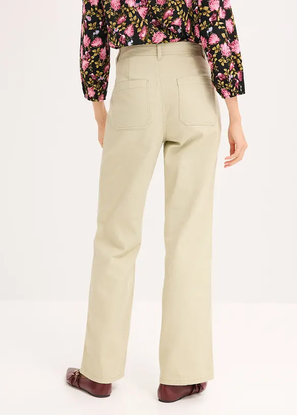 Highwaist-Twillhose aus reiner Baumwolle, bonprix