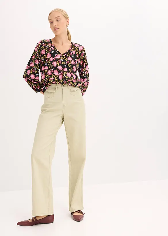 Highwaist-Twillhose aus reiner Baumwolle, bonprix