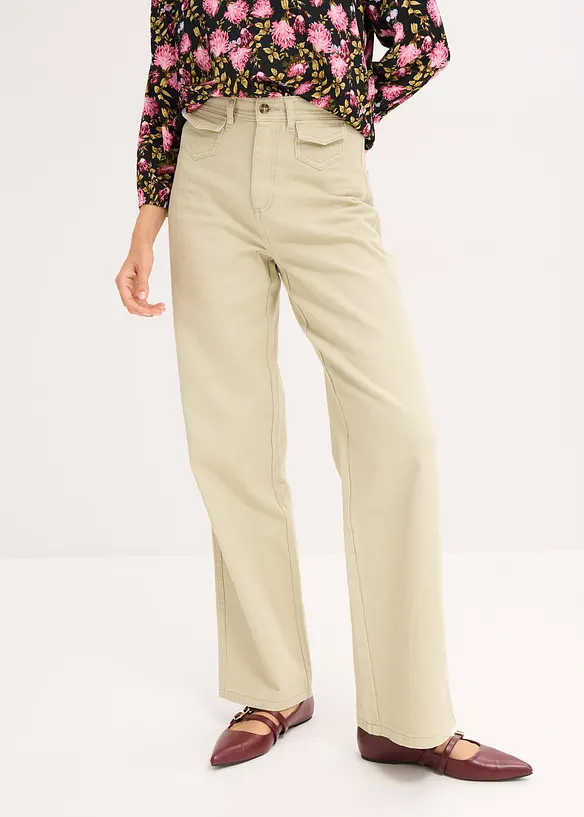 Highwaist-Twillhose aus reiner Baumwolle, bonprix