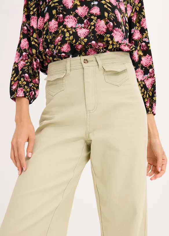Highwaist-Twillhose aus reiner Baumwolle, bonprix