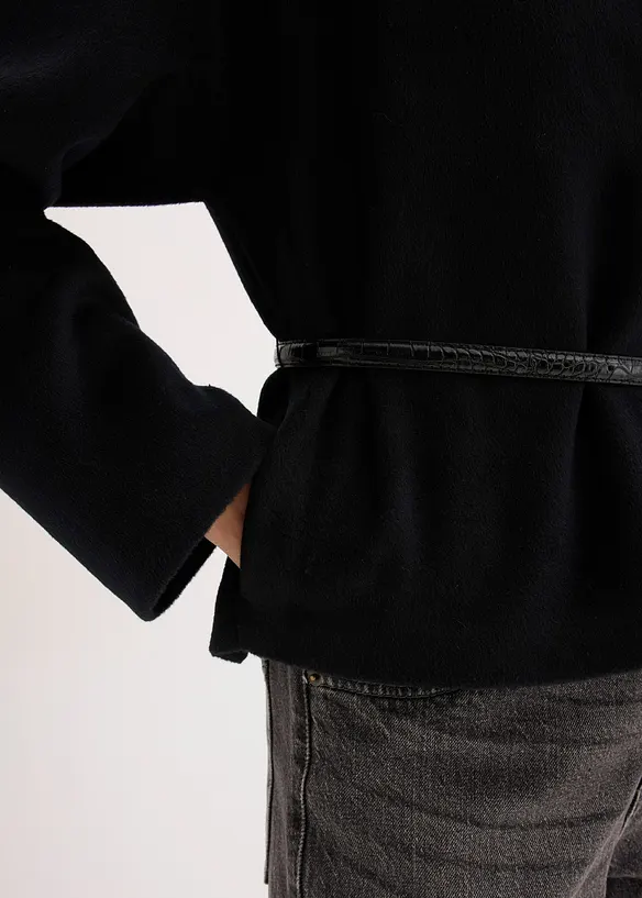 Oversized Blazer mit Gürtel in Wolloptik, ungefüttert, bonprix