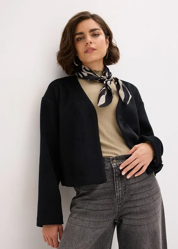 Oversized Blazer mit Gürtel in Wolloptik, ungefüttert, bonprix