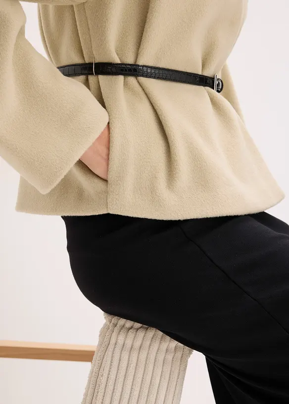 Oversized Blazer mit Gürtel in Wolloptik, ungefüttert, bonprix