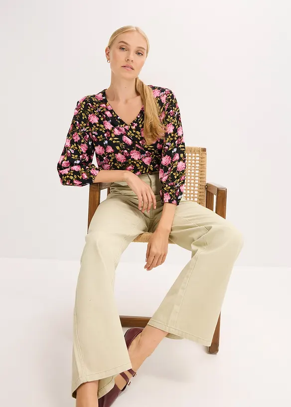Highwaist-Twillhose aus reiner Baumwolle, bonprix