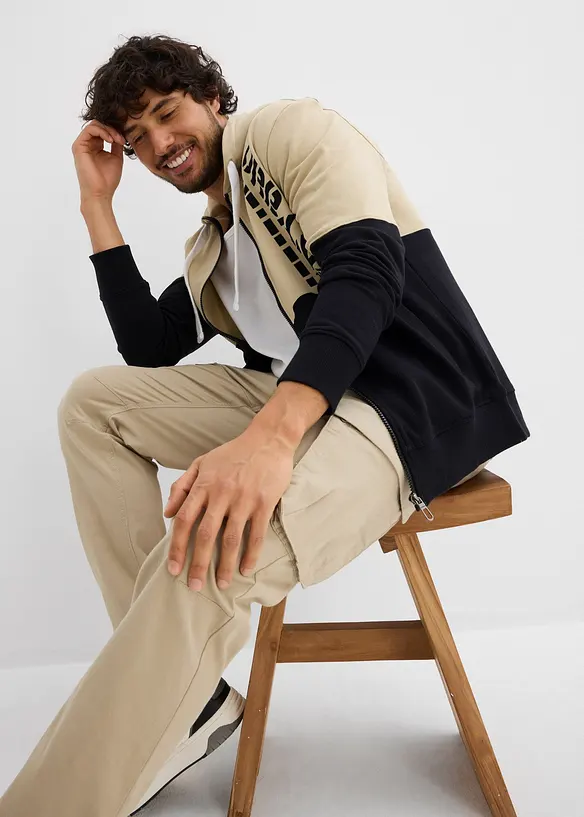 Sweat zippé à capuche 100% coton, bonprix