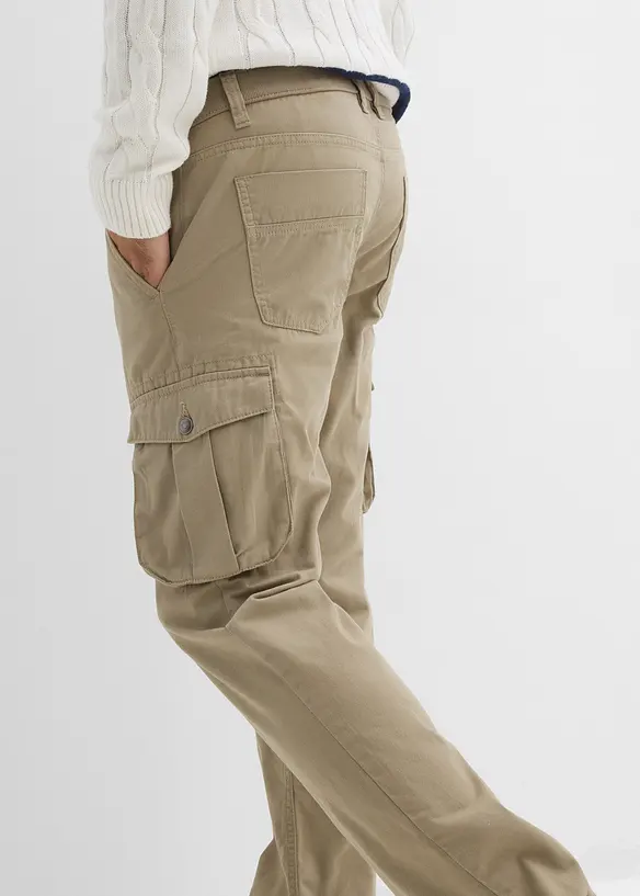 Regular Fit Cargohose aus reiner Baumwolle, Straight, bonprix