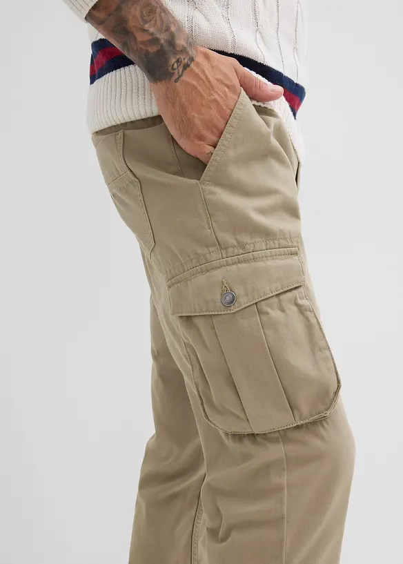 Regular Fit Cargohose aus reiner Baumwolle, Straight, bonprix