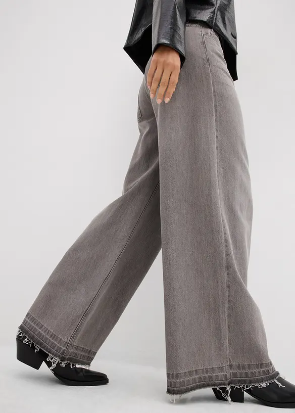 Wide-Leg-Jeans Mid Waist, Bequembund, bonprix