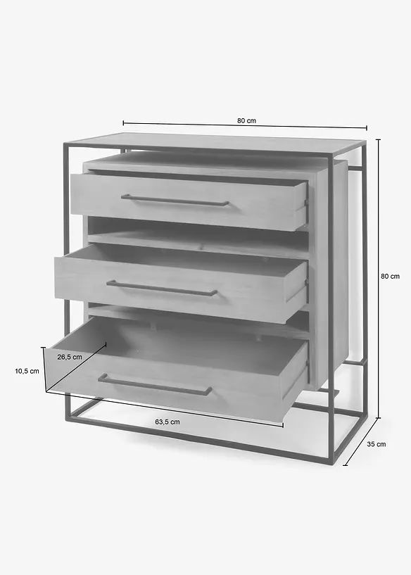 Commode 3 tiroirs, bonprix