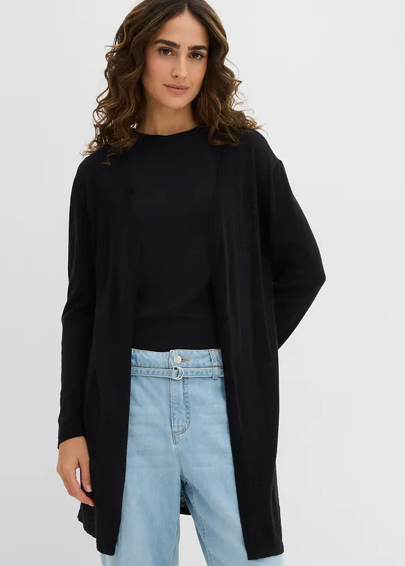 Gilet long en maille, ouvert, bonprix