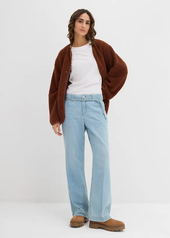 Wide-Leg-Jeans Mid Waist mit Gürtel, bonprix