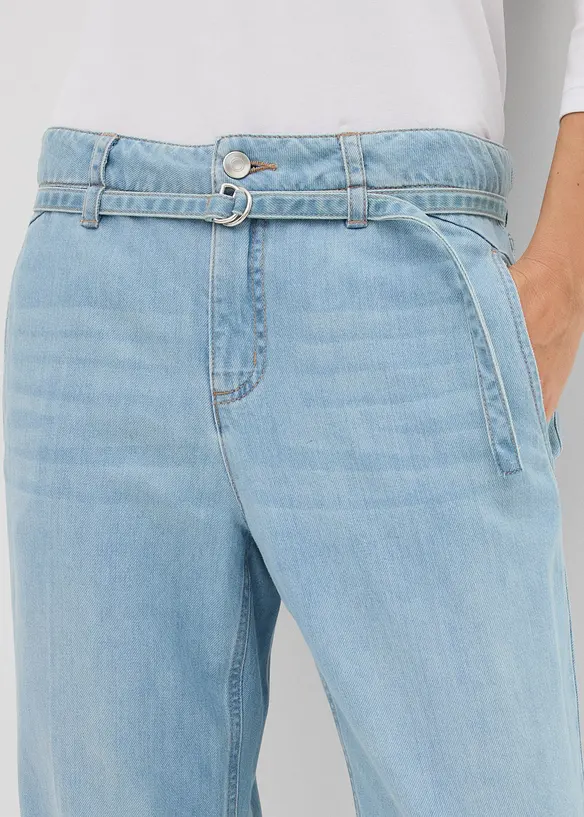 Wide-Leg-Jeans Mid Waist mit Gürtel, bonprix
