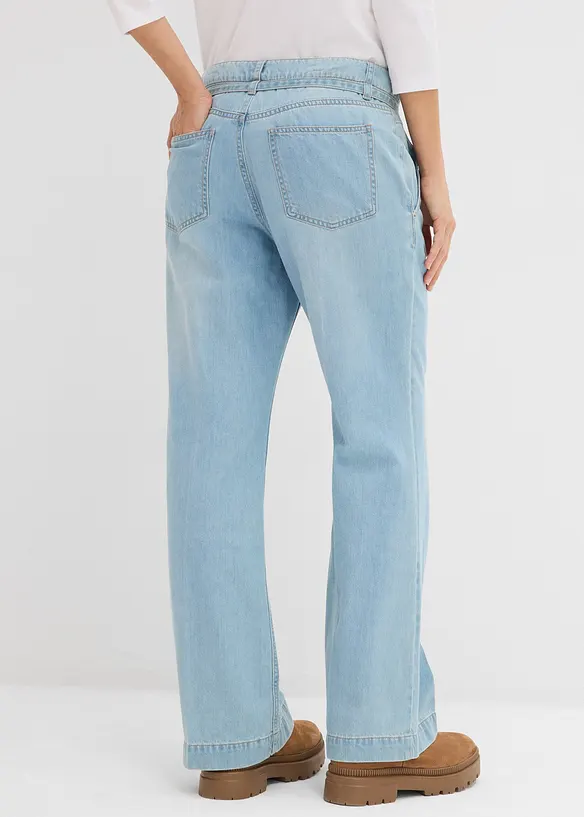 Wide-Leg-Jeans Mid Waist mit Gürtel, bonprix