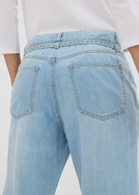 Wide-Leg-Jeans Mid Waist mit Gürtel, bonprix