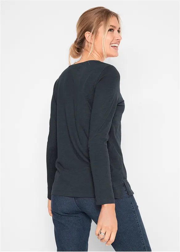 Baumwoll-Langarmshirt mit Eulendruck, bonprix