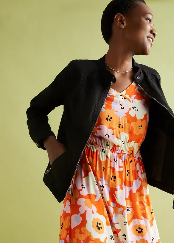 Jacke aus Baumwoll-Twill mit seitlichen Stretcheinsätzen, bonprix