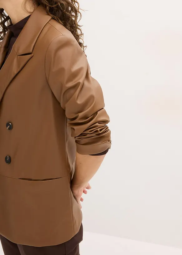 Oversize-Blazer aus Lederimitat, bonprix