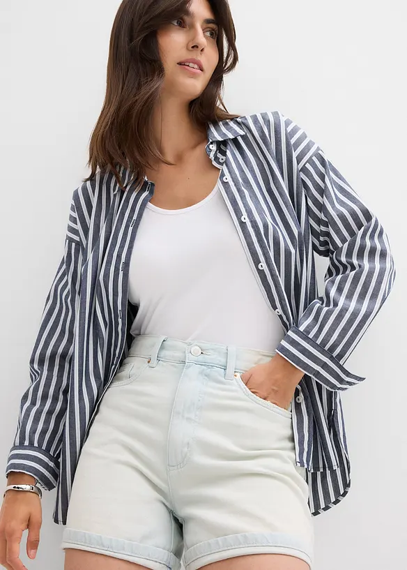 Short en jean taille haute, peu extensible, bonprix