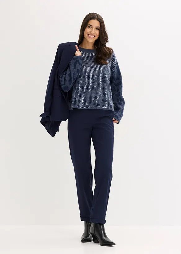 Jacquard Oversize Pullover mit Pailletten, bonprix