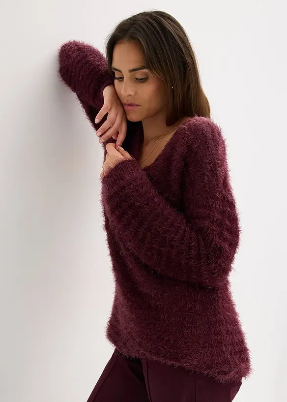 Flauschiger Long-Pullover, bonprix