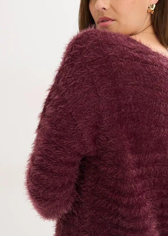 Flauschiger Long-Pullover, bonprix