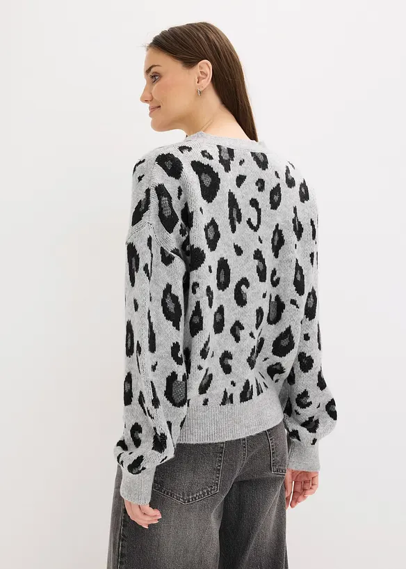 Gilet en maille léopard, bonprix