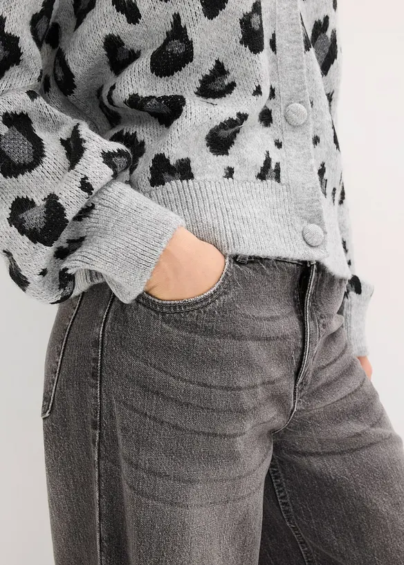 Gilet en maille léopard, bonprix