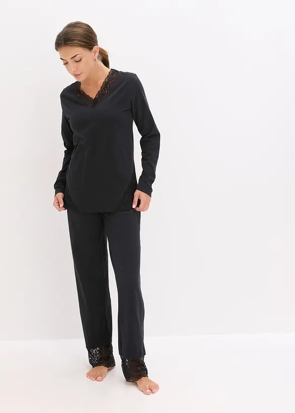 Pyjama mit zarter Spitze, bonprix