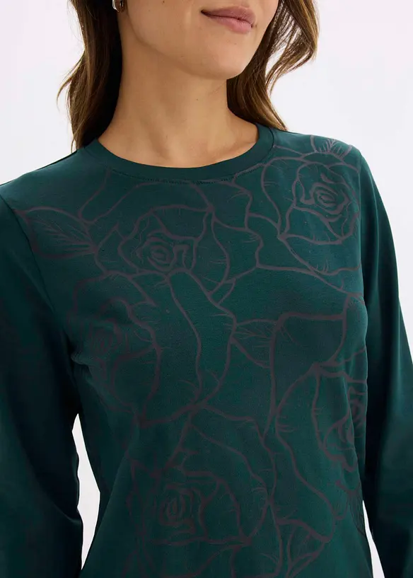 Langarmshirt mit Rosendruck, bonprix