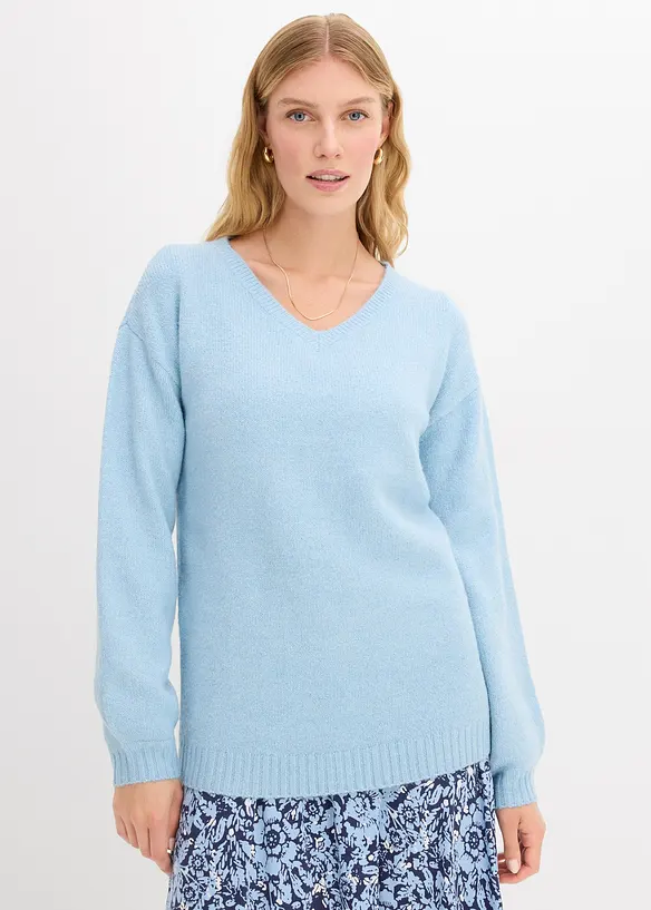 Pull en fine maille douce à manches ballon, bonprix