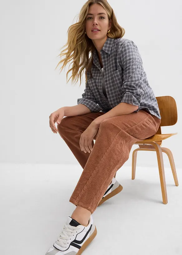 Pantalon barrel en velours côtelé, bonprix