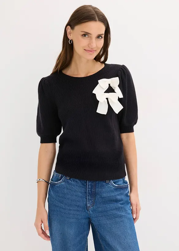 Pullover mit Schleifen-Applikation, bonprix