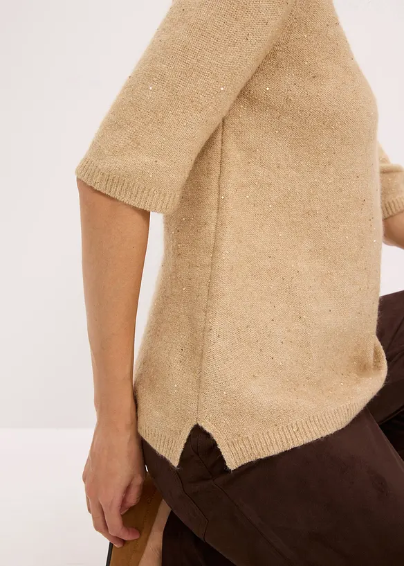 Pull manches coudes à sequins et fil brillant, bonprix