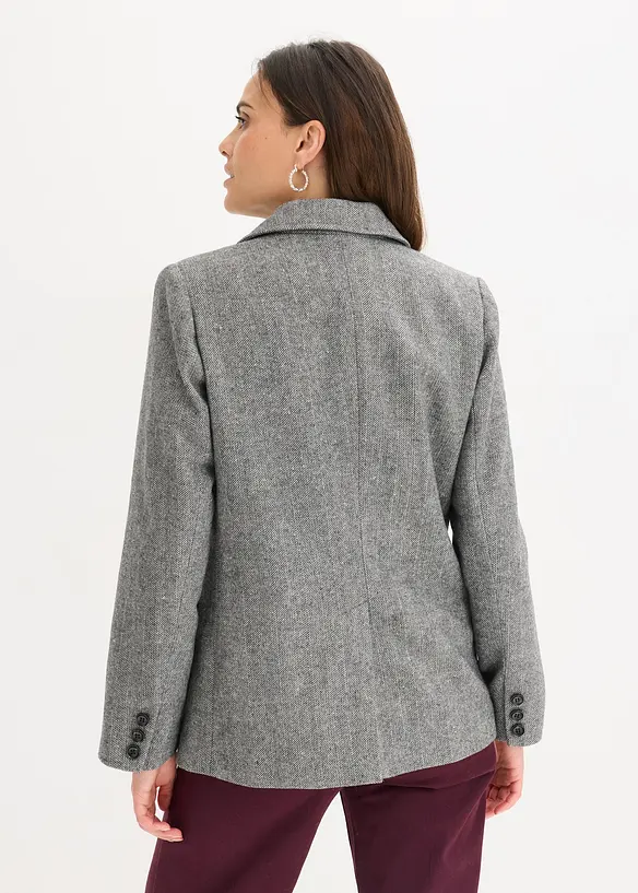 Blazer motif chevrons en laine mélangée, bonprix