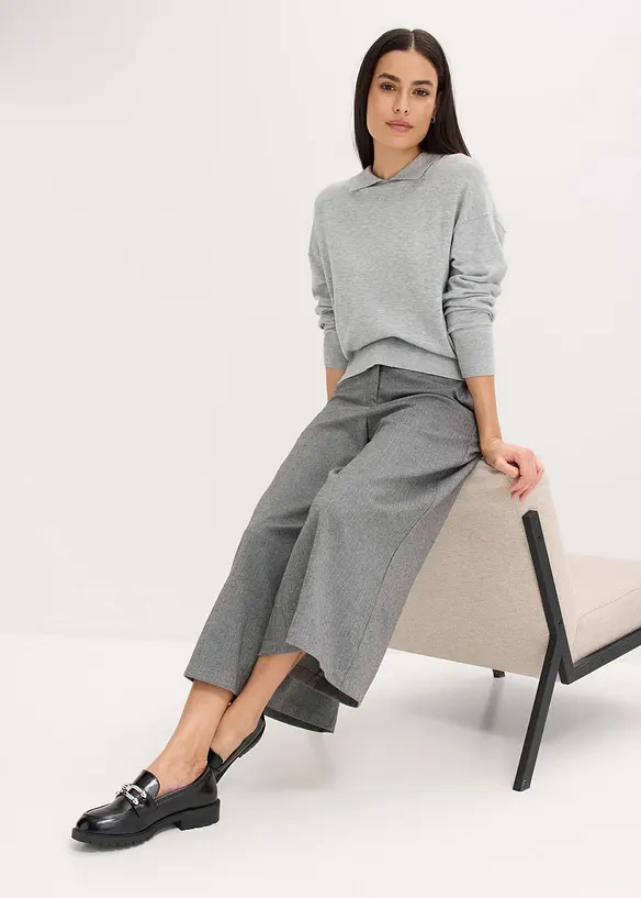 Jupe-culotte aspect laine à chevrons, bonprix